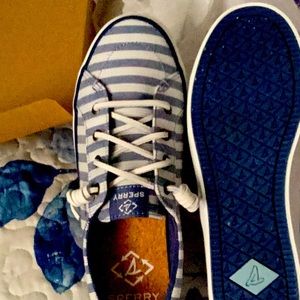 Brand new in box Sperry Crest Vibe sneaker. Navy. Size 7. Smoke free home.